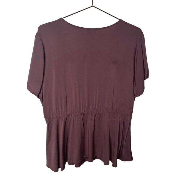 Torrid Mauve Purple Stretch Challis Peplum Blouse - Picture 4 of 6